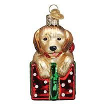 Enfeites de Natal do Velho Mundo Golden Retriever Filhote de Cachorro Vidro Soprado Enfeites para a Árvore de Natal - Old World Christmas