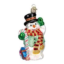 Enfeites de Natal do Velho Mundo: Snowman Assortment Glass Blowown Ornaments para a árvore de Natal, Candy Cane Snowman, Vermelho (24068) - Old World Christmas