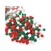 Enfeites De Natal Em Forma De Bola De Pelúcia Vermelha E Verde 50100 Peças 1-3cm DIY Acessórios De