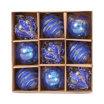Enfeites De Natal Em Forma De Bola Pintados Sortidos 9PCS Decoração Festiva Para Árvore De Natal