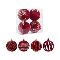 Enfeites De Natal Em Forma De Bola Vermelha 8CM 4 Peças Decorações Para Árvore De Natal Presentes De Enfeites De Natal Em Forma De Bola Vermelha 8CM 4 Peças Decorações Para Árvore De Natal Presentes De