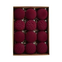 Enfeites De Natal Em Forma De Bola Vermelha Vinho 12pcs 8cm Decorações Para Árvore De Natal