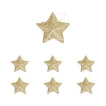Enfeites De Natal Em Forma De Estrela Com Glitter Dourado, Pendurados Para Decoração De Casa,