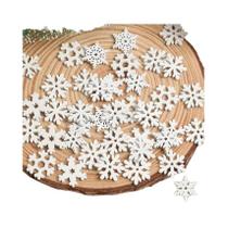 Enfeites De Natal Em Forma De Floco De Neve De Madeira Branca 50 Peças Suprimentos De Decoração Para