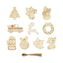 Enfeites De Natal Em Madeira De Anjo E Cervo, 10 Peças, Pendentes De Madeira Para Pintura DIY,