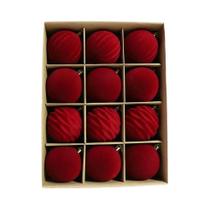 Enfeites De Natal Em Veludo Verde Flocado, Conjunto De 12 Peças, Decoração De Feriado, Bolas De Enfeites De Natal Em Veludo Verde Flocado, Conjunto De 12 Peças, Decoração De Feriado, Bolas De