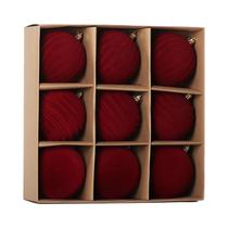 Enfeites De Natal Em Veludo Vermelho E Verde, Bolas Plásticas De 8cm, 9 Peças, Decorações Pendentes Enfeites De Natal Em Veludo Vermelho E Verde, Bolas Plásticas De 8cm, 9 Peças, Decorações Pendentes