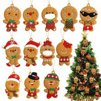 Enfeites de Natal Gingerbread Man, 12 peças para decoração de árvores
