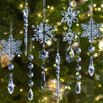 Enfeites de Natal Guasslee Blue Acrylic Snowflake 36 unidades Enfeites de Natal Guasslee Blue Acrylic Snowflake 36 unidades