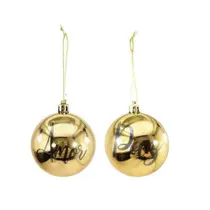 Enfeites de Natal Kit 10 Bolas Paz e Amor Dourada 4cm Festão Natalino Árvore