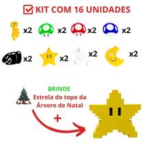 Enfeites de Natal Mario Bros - Cogumelos e Estrelas