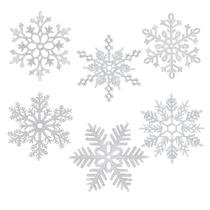 Enfeites de Natal MIAHART Silver Snowflakes 30 cm, pacote com 6 Enfeites de Natal MIAHART Silver Snowflakes 30 cm, pacote com 6