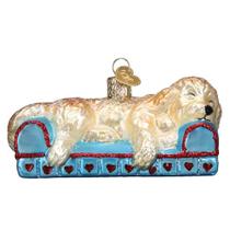 Enfeites de Natal Old World Sleepy Doodle Doodle Dog Glass Enfeites de Natal Old World Sleepy Doodle Doodle Dog Glass