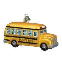 Enfeites de Natal, ônibus escolar do Velho Mundo, vidro soprado Enfeites de Natal, ônibus escolar do Velho Mundo, vidro soprado
