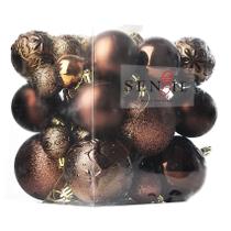 Enfeites de Natal Senjie Shatterproof marrons, 32 peças de bolas Enfeites de Natal Senjie Shatterproof marrons, 32 peças de bolas