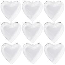 Enfeites de Natal UNIQLED - Corações de Plástico Transparente (100mm) - Pacote com 10