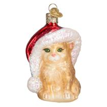 Enfeites de Natal Velho Mundo Papai Noel Kitten Glass Blwn Enfeites de Natal Velho Mundo Papai Noel Kitten Glass Blwn