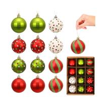 Enfeites De Natal Vermelhos E Verdes 12 Peças Decoração Festiva Para Árvore De Natal Bolas