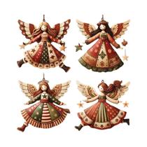 Enfeites De Natal Vintage De Madeira Multicoloridos 4pcs Feitos À Mão Decoração Festiva Para Árvore