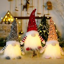 Enfeites de pelúcia de Natal WDDH, 3 peças de gnomos de lantejoulas com luz