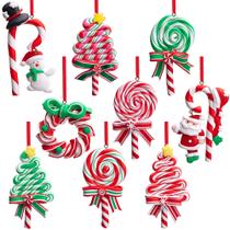 Enfeites de pirulito de Natal, 9 peças de bastão de doces de argila polimérica