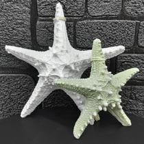 Enfeites Estrelas Mar Verde e Branca Casa Praia Mar Kit 2pçs