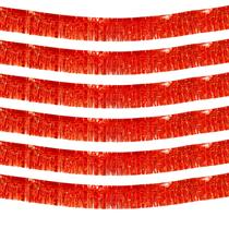 Enfeites metálicos Fringe Garland Clayghsen, 3 m, vermelho, pacote com 6 Enfeites metálicos Fringe Garland Clayghsen, 3 m, vermelho, pacote com 6