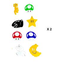 Enfeites Natal Super Mario - Cogumelos e Estrelas Enfeites Natal Super Mario - Cogumelos e Estrelas