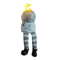 Enfeites Natalinos Boneco de Neve de Cerâmica Pernas Moles com Leds 19,7cm