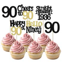 Enfeites para Cupcake YCTHUNFISH 90 Anos com Glitter 30 Unidades