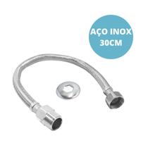 Engate flexivel mangueira aço inox trançado 30 cm bitola 1/2