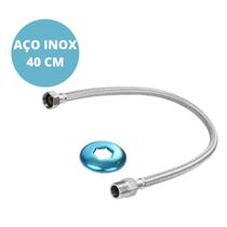 Engate flexivel mangueira aço inox trançado 40 cm bitola 1/2