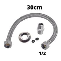 Engate Flexível Mangueira Trançado Aço Inox 30cm Quente Fria