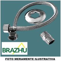 Engate Flexível Trançado Inox 40cm 1/2'' c/ Niple - Brazhur Engate Flexível Trançado Inox 40cm 1/2'' c/ Niple - Brazhur