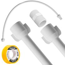 Engate Mangueira Flexível Para Descarga 100cm x 1/2" Branco + Fita Veda Rosca