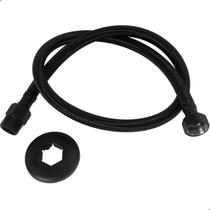 Engate Mangueira Flexível Preto Trançado 80cm Rabicho ½ Pol Água Quente E Fria Conexão Macho Fêmea Vaso Sanitário Caixa Acoplada Banheiro