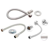 Engate Mangueira Flexível Trançado Aço Inox 40Cm Quente Frio