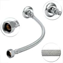 Engate Para Pia Flexivel Trançado Aço Inox 40 Cm Acabamento