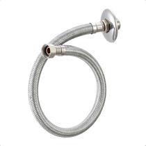 Engate Rabicho Flexível Mangueira Aço Inox 40cm Meia Polegada Fêmea x Fêmea Banheiro Torneira Pia