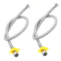 Engate Rabicho Preto/Prata Flexível Mangueira Aço Inox 50cm 1/2 Polegadas Fêmea X Fêmea Banheiro