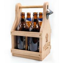 Engradado Para Cerveja Artesanal Rústico em Madeira Personalizado - 4 Garrafas - (Ref 022-B) - Hobby Wood