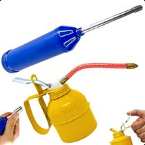 Engraxadeira Manual Bomba de Graxa Vai-Vem Bico Rigido 225g Inox Almotolia Metal Bico Flexivel 300ml Engraxadeira Manual Bomba de Graxa Vai-Vem Bico Rigido 225g Inox Almotolia Metal Bico Flexivel 300ml
