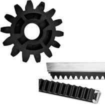Engrenagem Coroa Externa 14 Dentes Nylon Slider + 3 metros Cremalheira Galvanizada Engrenagem Coroa Externa 14 Dentes Nylon Slider + 3 metros Cremalheira Galvanizada