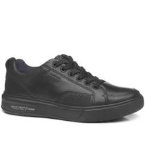 ênis Masculino Pegada Levitech em Couro Preto 111902-07