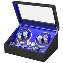 Enrollador de Relojes ANWBROAD 4+6 Fibra de Carbono 4 Modos USB