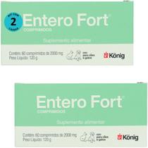 Entero Fort 2000mg Com60 ComprimidosPara Cães e Gatos Kit Com 2 - Konig