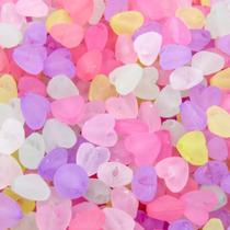 ENTREMEIO MIÇANGA CORAÇAO TRANSLUCIDO FOSCO 08MM COLORIDA EM ACRILICO COM 50 peças