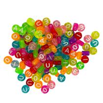 Entremeio miçangas de Letras Vogais redondas e quadradas decore seu artesanato em geral