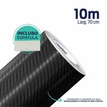 Envelopamento Fibra Carbono 4d Preto - 0,70 X 10m + Espátula Envelopamento Fibra Carbono 4d Preto - 0,70 X 10m + Espátula