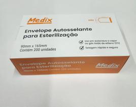 Envelope Autosselante Esterilização Medix 90x165mm 200 Unid Branco